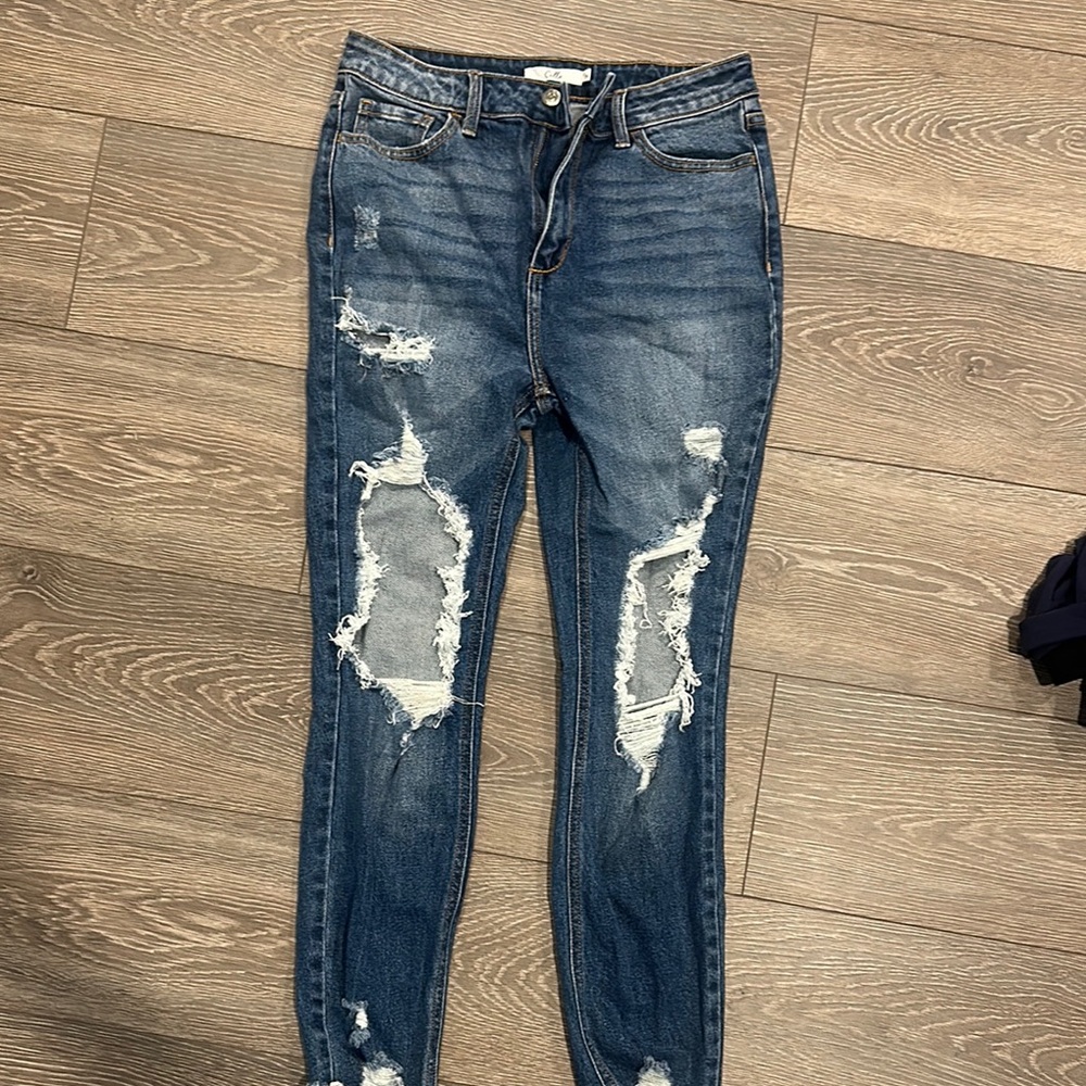 Cello Blue Skinny Distressed Jeans